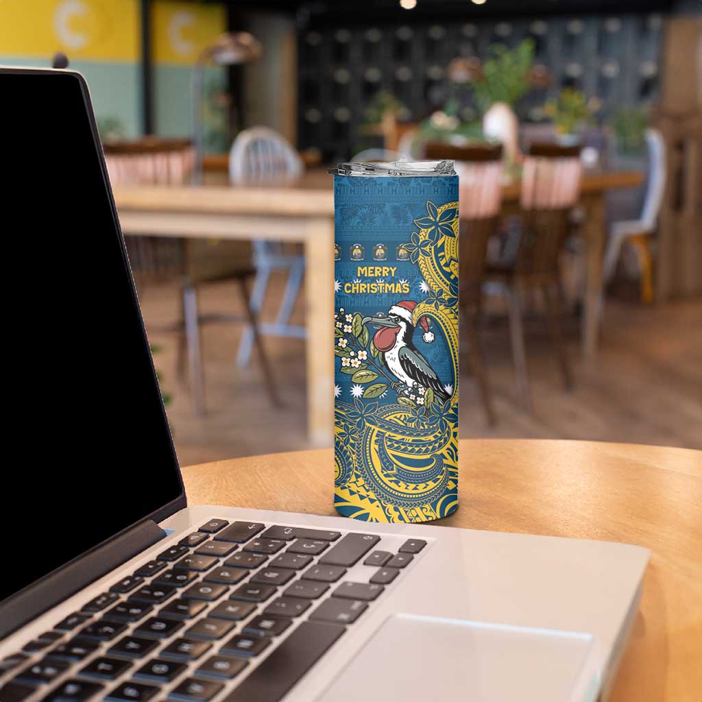 Nauru Christmas Skinny Tumbler Frigatebird Bird Santa Tribal Waves DT05 - Polynesian Pride