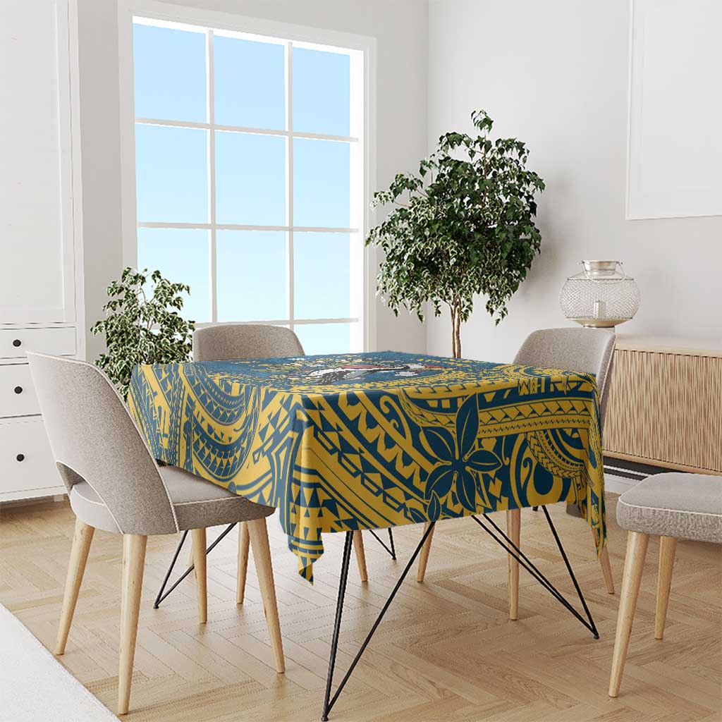 Nauru Christmas Tablecloth Frigatebird Bird Santa Tribal Waves - Polynesian Pride