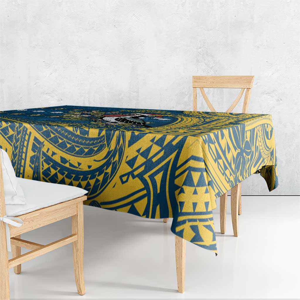 Nauru Christmas Tablecloth Frigatebird Bird Santa Tribal Waves - Polynesian Pride