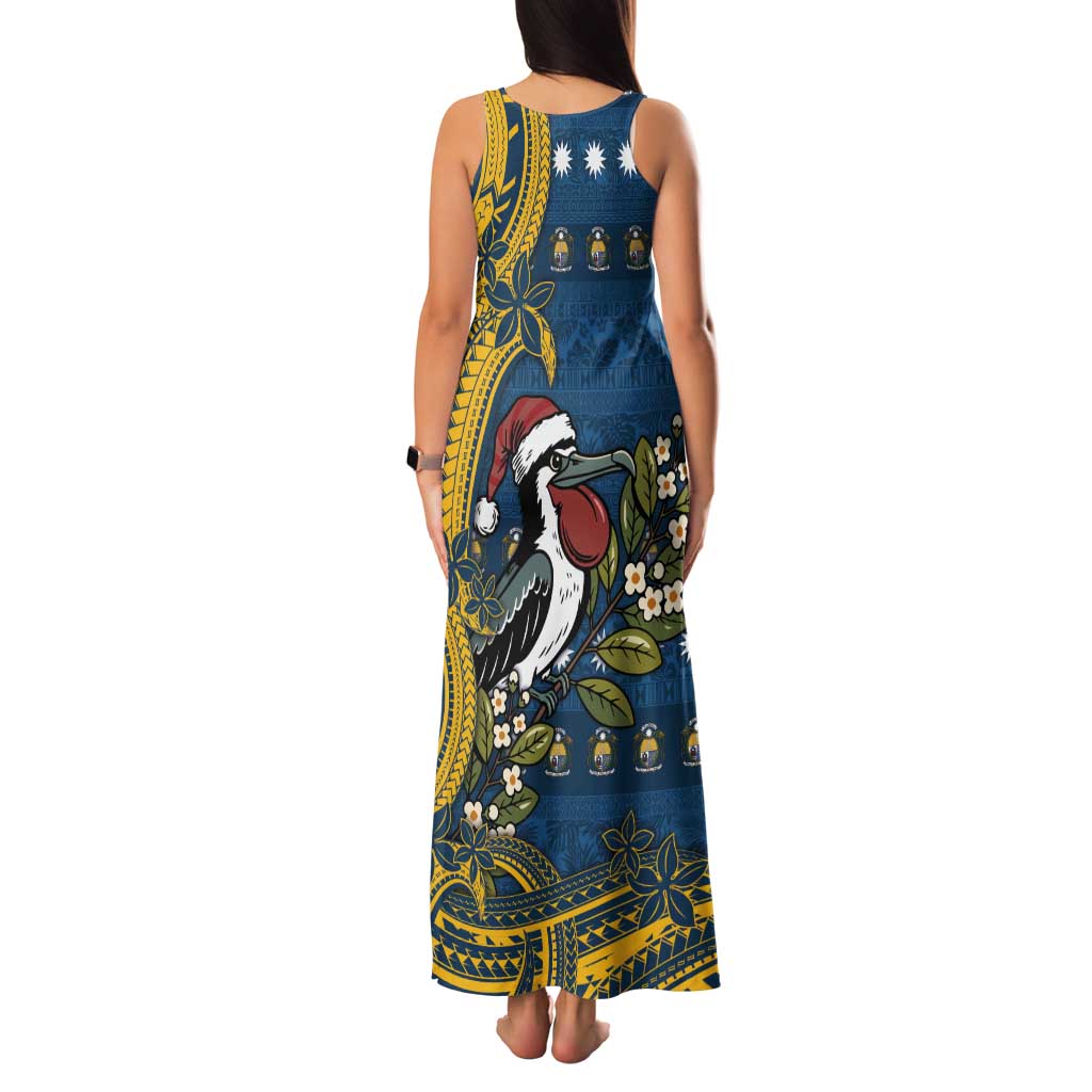 Nauru Christmas Tank Maxi Dress Frigatebird Bird Santa Tribal Waves DT05 - Polynesian Pride