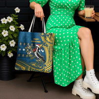 Nauru Christmas Tote Bag Frigatebird Bird Santa Tribal Waves - Polynesian Pride