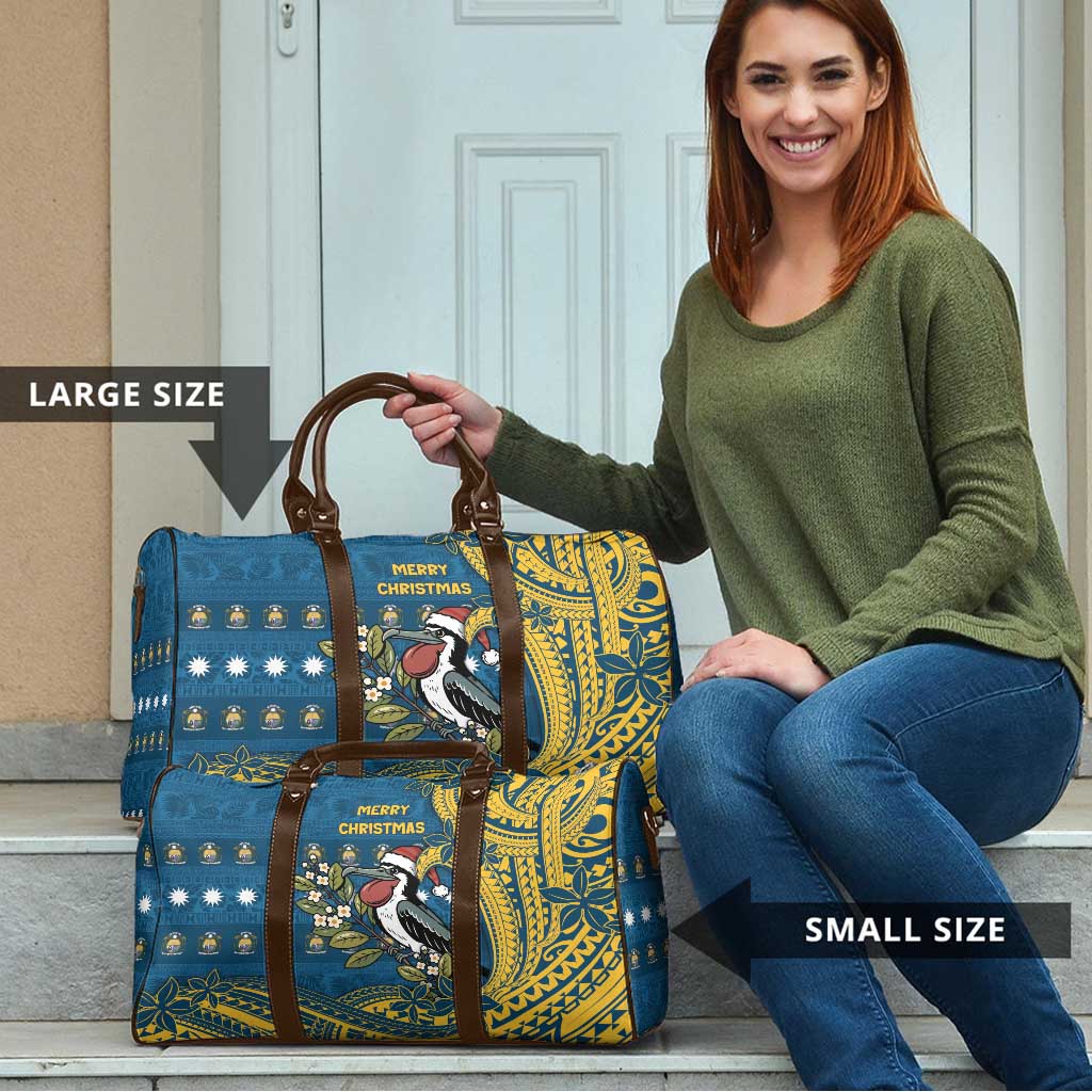 Nauru Christmas Travel Bag Frigatebird Bird Santa Tribal Waves - Polynesian Pride