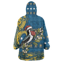 Nauru Christmas Wearable Blanket Hoodie Frigatebird Bird Santa Tribal Waves DT05 - Polynesian Pride
