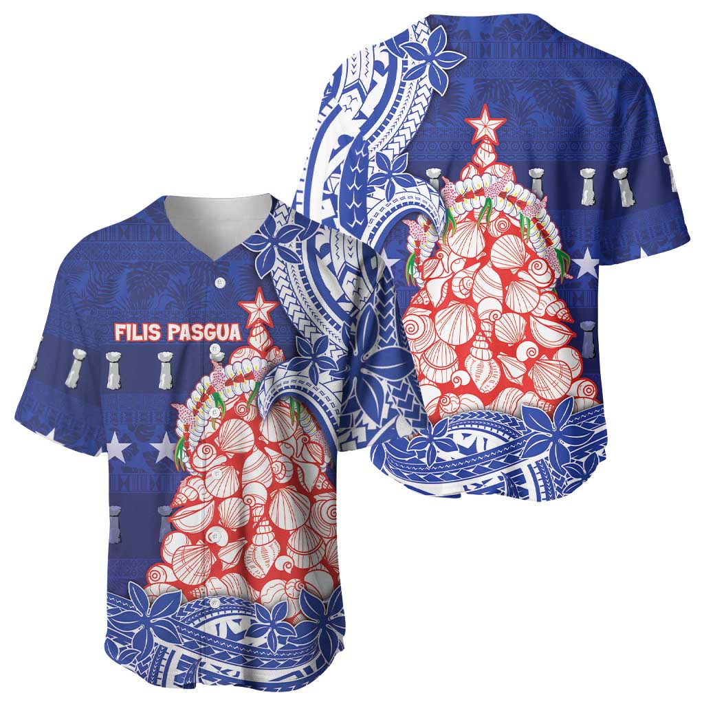 Northern Mariana Islands Christmas Baseball Jersey Seashell Xmas Tree Tribal Waves - Polynesian Pride