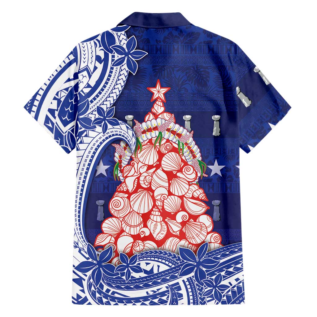 Northern Mariana Islands Christmas Family Matching Long Sleeve Bodycon Dress and Hawaiian Shirt Seashell Xmas Tree Tribal Waves DT05 - Polynesian Pride