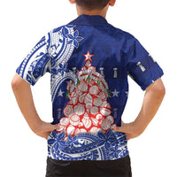 Northern Mariana Islands Christmas Family Matching Short Sleeve Bodycon Dress and Hawaiian Shirt Seashell Xmas Tree Tribal Waves DT05 - Polynesian Pride