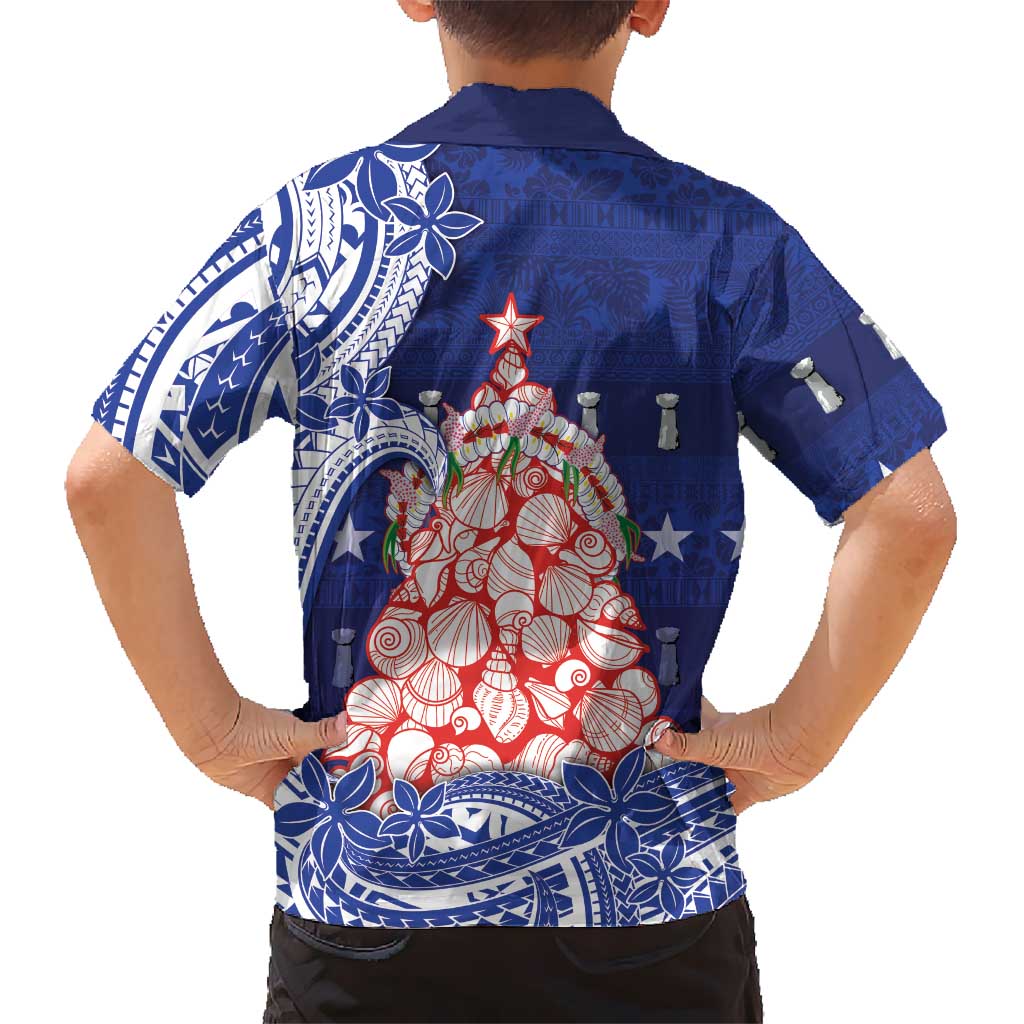 Northern Mariana Islands Christmas Family Matching Summer Maxi Dress and Hawaiian Shirt Seashell Xmas Tree Tribal Waves DT05 - Polynesian Pride
