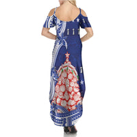 Northern Mariana Islands Christmas Family Matching Summer Maxi Dress and Hawaiian Shirt Seashell Xmas Tree Tribal Waves DT05 - Polynesian Pride