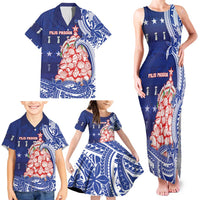 Northern Mariana Islands Christmas Family Matching Tank Maxi Dress and Hawaiian Shirt Seashell Xmas Tree Tribal Waves DT05 - Polynesian Pride