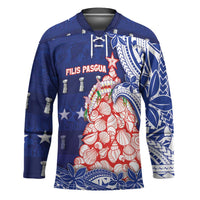 Northern Mariana Islands Christmas Hockey Jersey Seashell Xmas Tree Tribal Waves - Polynesian Pride