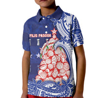 Northern Mariana Islands Christmas Kid Polo Shirt Seashell Xmas Tree Tribal Waves DT05 Kid Navy - Polynesian Pride