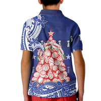 Northern Mariana Islands Christmas Kid Polo Shirt Seashell Xmas Tree Tribal Waves DT05 - Polynesian Pride