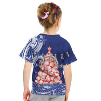 Northern Mariana Islands Christmas Kid T Shirt Seashell Xmas Tree Tribal Waves - Polynesian Pride