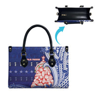 Northern Mariana Islands Christmas Leather Bag Seashell Xmas Tree Tribal Waves - Polynesian Pride