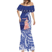 Northern Mariana Islands Christmas Mermaid Dress Seashell Xmas Tree Tribal Waves DT05 - Polynesian Pride