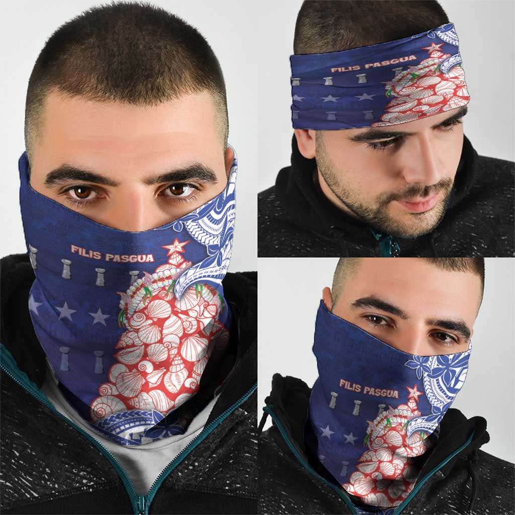Northern Mariana Islands Christmas Neck Gaiter Seashell Xmas Tree Tribal Waves - Polynesian Pride