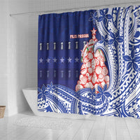 Northern Mariana Islands Christmas Shower Curtain Seashell Xmas Tree Tribal Waves DT05 - Polynesian Pride