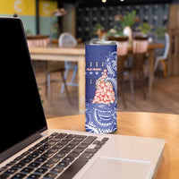 Northern Mariana Islands Christmas Skinny Tumbler Seashell Xmas Tree Tribal Waves DT05 - Polynesian Pride