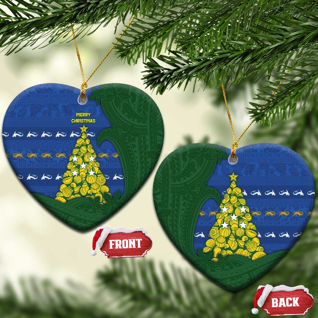 Solomon Islands Christmas Ceramic Ornament Seashell Xmas Tree Tribal Waves - Polynesian Pride