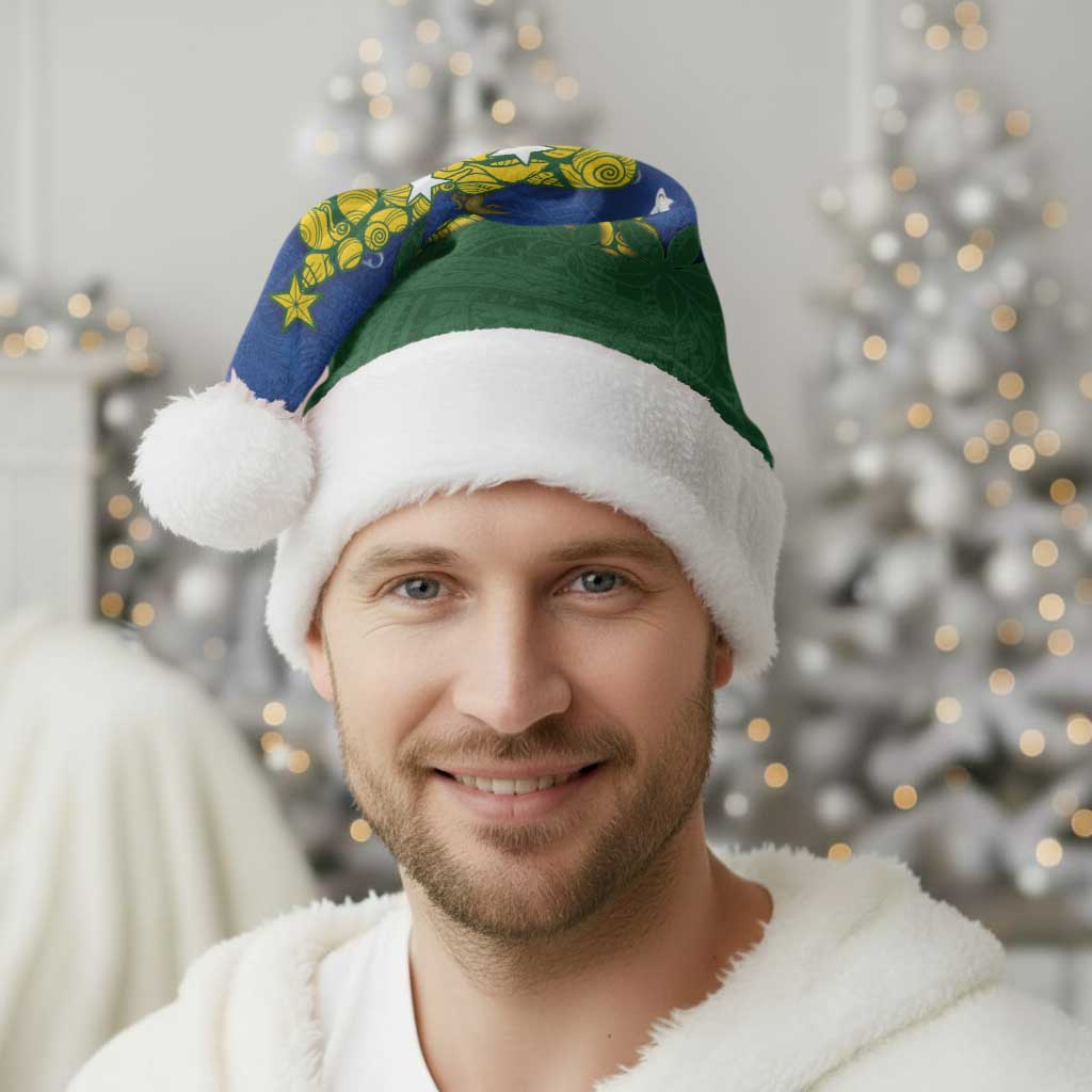 Solomon Islands Christmas Santa Hat Seashell Xmas Tree Tribal Waves - Polynesian Pride