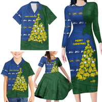 Solomon Islands Christmas Family Matching Long Sleeve Bodycon Dress and Hawaiian Shirt Seashell Xmas Tree Tribal Waves DT05 - Polynesian Pride