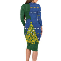 Solomon Islands Christmas Family Matching Long Sleeve Bodycon Dress and Hawaiian Shirt Seashell Xmas Tree Tribal Waves DT05 - Polynesian Pride