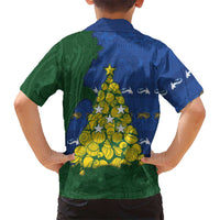 Solomon Islands Christmas Family Matching Off Shoulder Maxi Dress and Hawaiian Shirt Seashell Xmas Tree Tribal Waves DT05 - Polynesian Pride