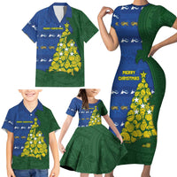Solomon Islands Christmas Family Matching Short Sleeve Bodycon Dress and Hawaiian Shirt Seashell Xmas Tree Tribal Waves DT05 - Polynesian Pride