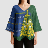 Solomon Islands Christmas Kimono Sleeve Blouse Seashell Xmas Tree Tribal Waves DT05 - Polynesian Pride