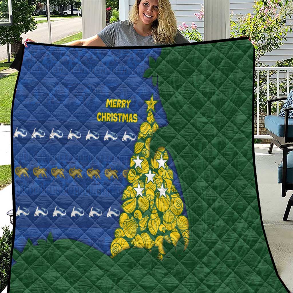Solomon Islands Christmas Quilt Seashell Xmas Tree Tribal Waves - Polynesian Pride