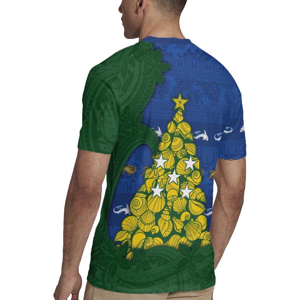 Solomon Islands Christmas Rugby Jersey Seashell Xmas Tree Tribal Waves DT05 - Polynesian Pride