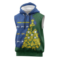 Solomon Islands Christmas Sleeveless Hoodie Seashell Xmas Tree Tribal Waves DT05 Navy - Polynesian Pride