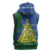 Solomon Islands Christmas Sleeveless Hoodie Seashell Xmas Tree Tribal Waves DT05 - Polynesian Pride
