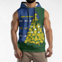 Solomon Islands Christmas Sleeveless Hoodie Seashell Xmas Tree Tribal Waves DT05 - Polynesian Pride