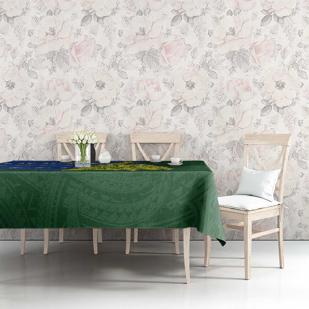 Solomon Islands Christmas Tablecloth Seashell Xmas Tree Tribal Waves - Polynesian Pride