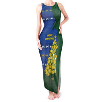 Solomon Islands Christmas Tank Maxi Dress Seashell Xmas Tree Tribal Waves - Polynesian Pride
