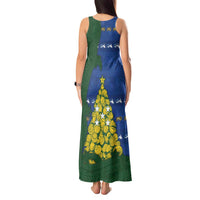 Solomon Islands Christmas Tank Maxi Dress Seashell Xmas Tree Tribal Waves - Polynesian Pride