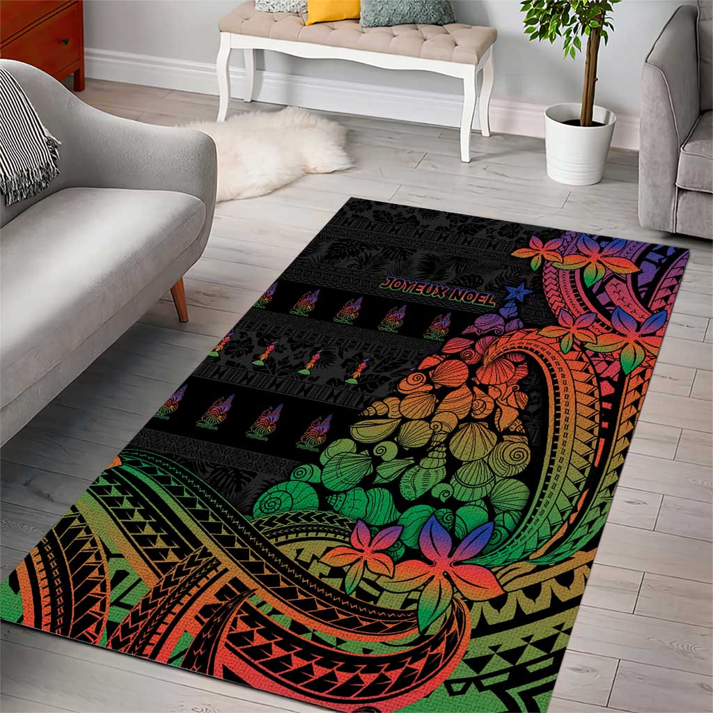 New Caledonia Christmas Area Rug Seashell Xmas Tree Tribal Waves - Polynesian Pride