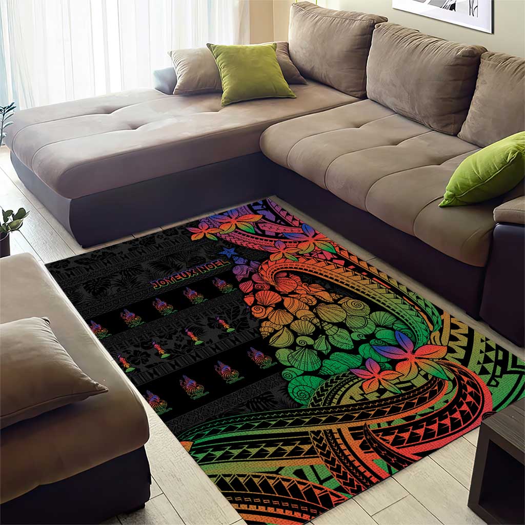 New Caledonia Christmas Area Rug Seashell Xmas Tree Tribal Waves - Polynesian Pride