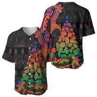 New Caledonia Christmas Baseball Jersey Seashell Xmas Tree Tribal Waves - Polynesian Pride