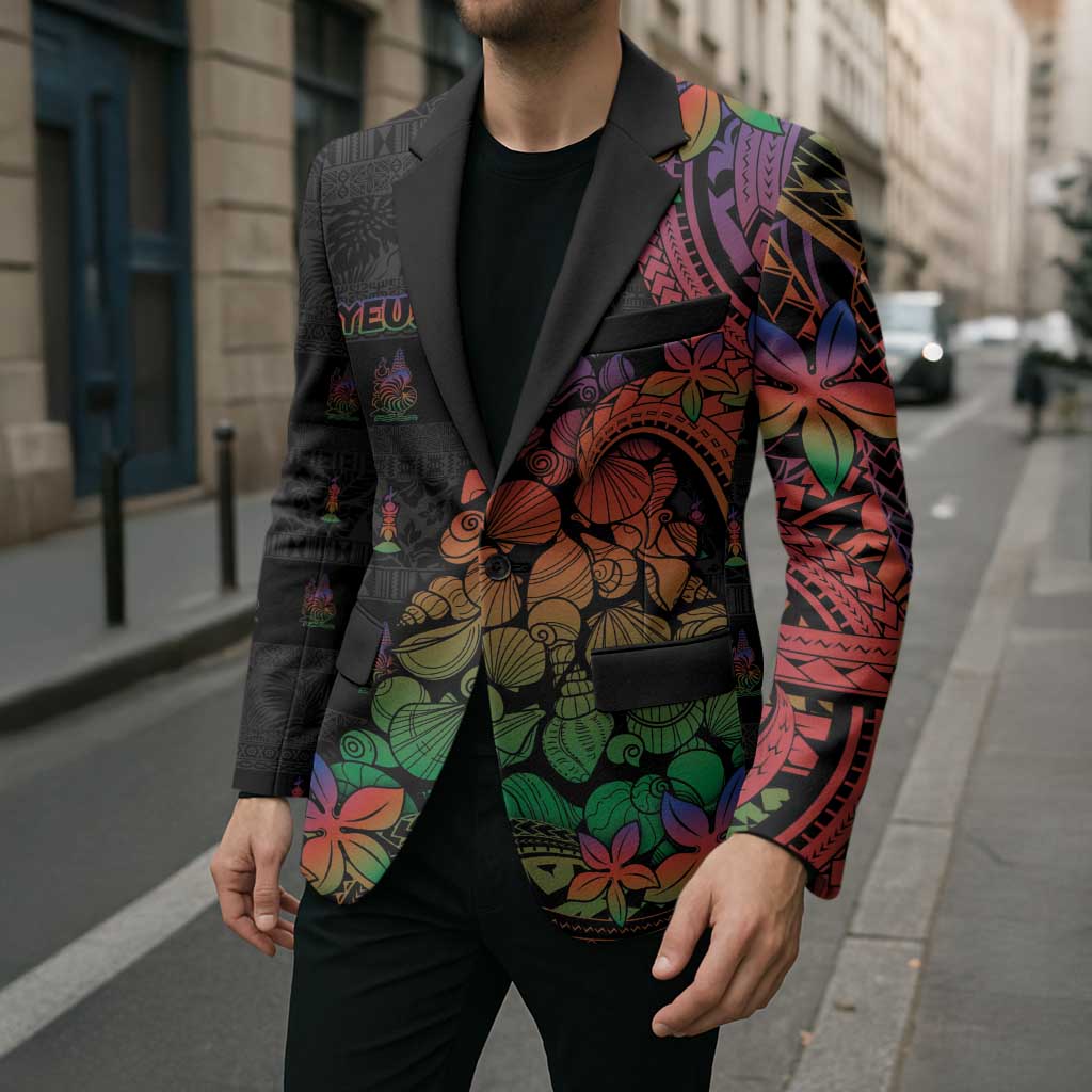New Caledonia Christmas Blazer Seashell Xmas Tree Tribal Waves - Polynesian Pride