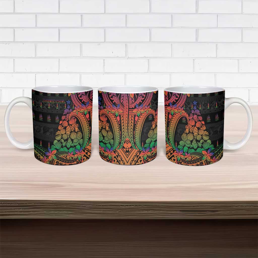New Caledonia Christmas Ceramic Mug Seashell Xmas Tree Tribal Waves - Polynesian Pride