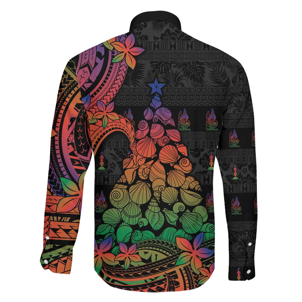 New Caledonia Christmas Family Matching Puletasi and Hawaiian Shirt Seashell Xmas Tree Tribal Waves DT05 - Polynesian Pride