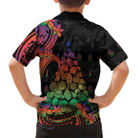 New Caledonia Christmas Family Matching Tank Maxi Dress and Hawaiian Shirt Seashell Xmas Tree Tribal Waves DT05 - Polynesian Pride