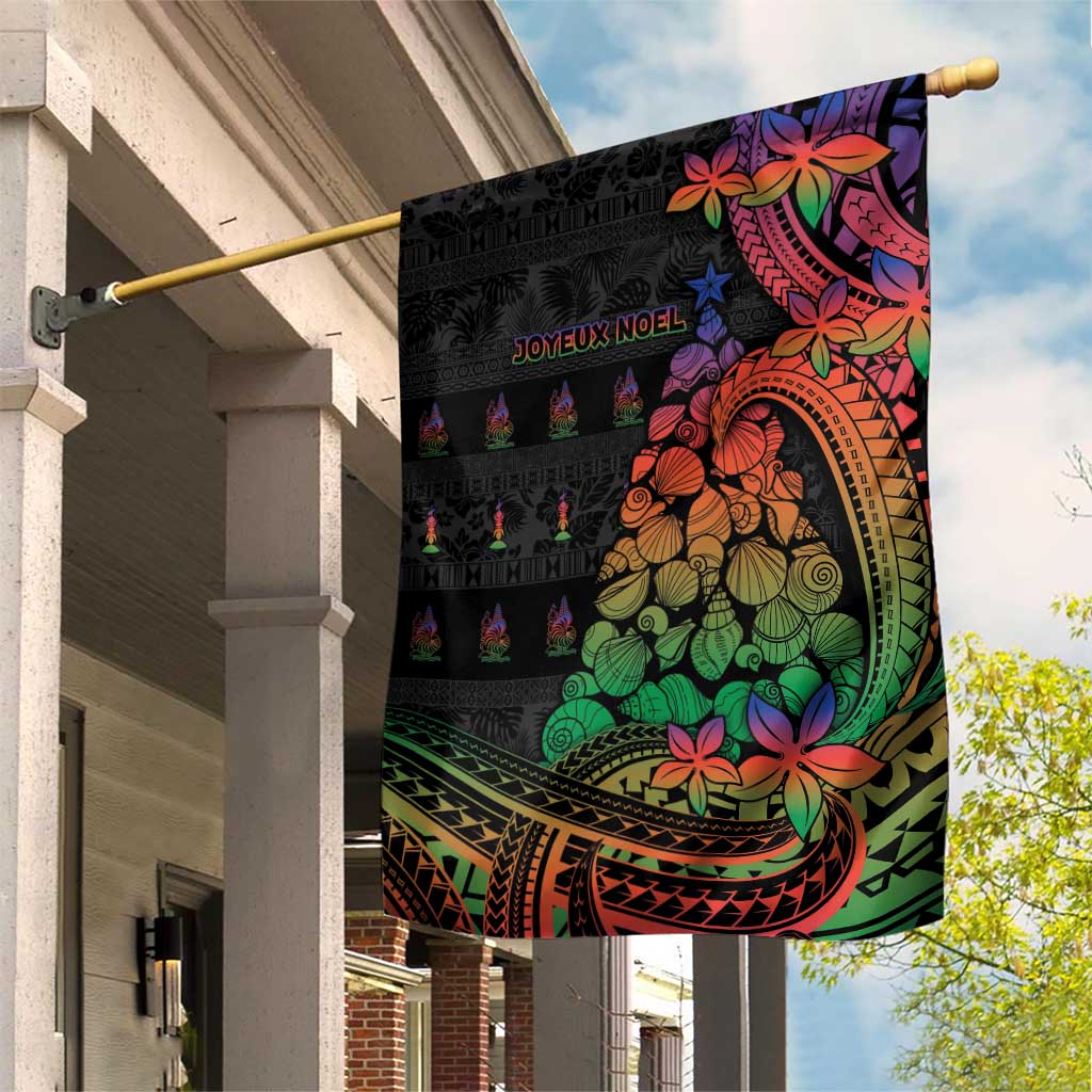New Caledonia Christmas Garden Flag Seashell Xmas Tree Tribal Waves - Polynesian Pride