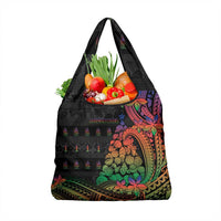 New Caledonia Christmas Grocery Bag Seashell Xmas Tree Tribal Waves DT05 1-pack One Size Black - Polynesian Pride