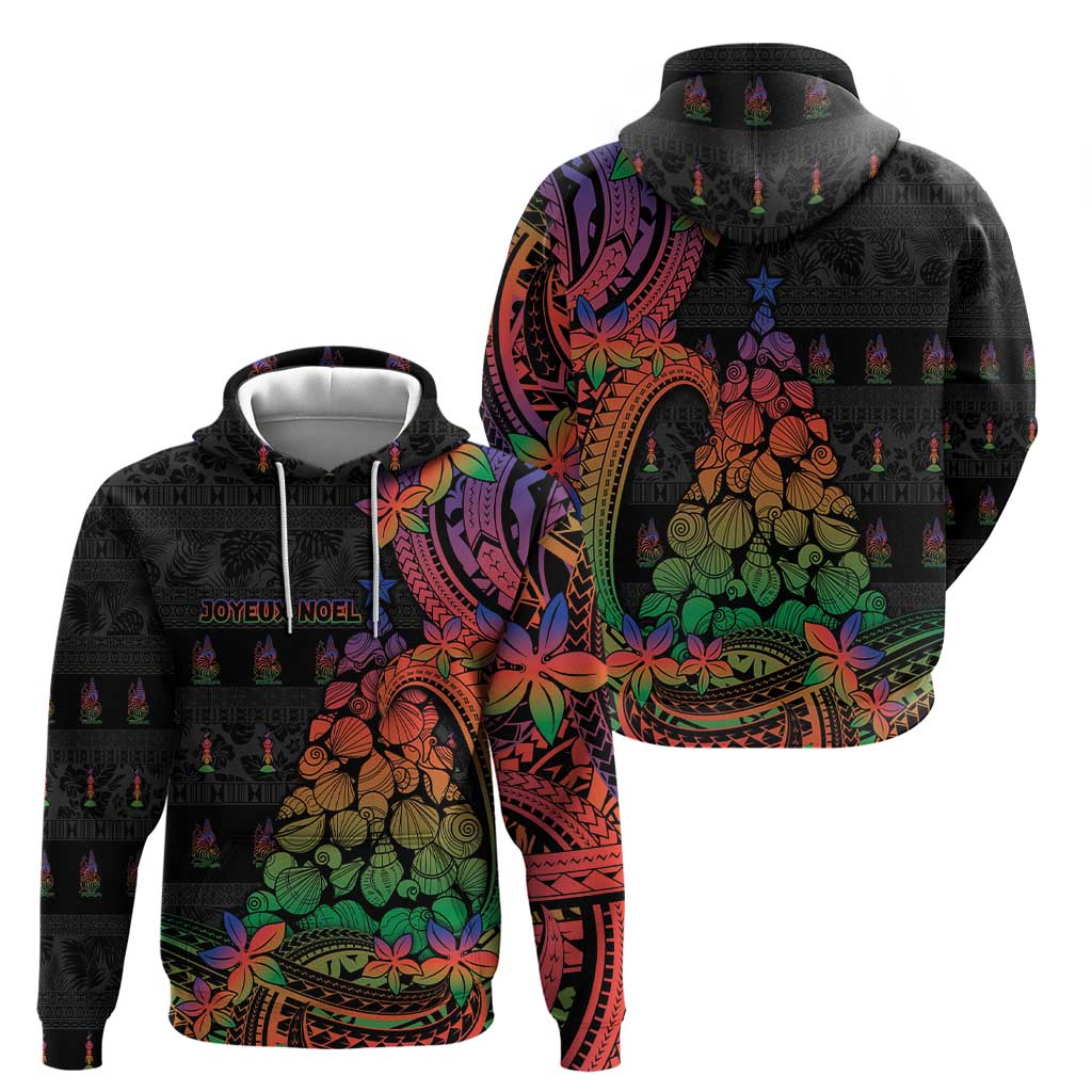 New Caledonia Christmas Hoodie Seashell Xmas Tree Tribal Waves - Polynesian Pride
