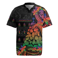 New Caledonia Christmas Rugby Jersey Seashell Xmas Tree Tribal Waves - Polynesian Pride