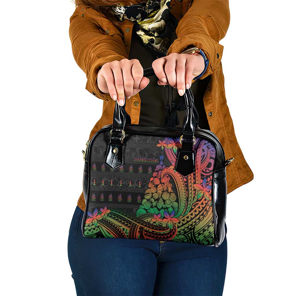 New Caledonia Christmas Shoulder Handbag Seashell Xmas Tree Tribal Waves - Polynesian Pride