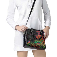 New Caledonia Christmas Shoulder Handbag Seashell Xmas Tree Tribal Waves - Polynesian Pride